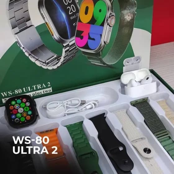 RELÓGIO SMARTWATCH WS80 COM  7 PULSEIRAS + FONE BLUETOOTH