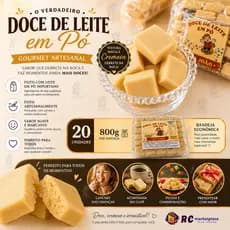 Doce de Leite em Pó Gourmet 800g 20un Artesanal Macio Cremoso Derrete na Boca