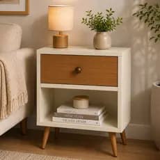 Kit 2 Mesas Cabeceira 1 Gaveta Organizador Quarto Multiuso  Decoração Nicho Retro Cores