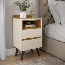 Kit Conjunto 2 Mesa Cabeceira Retro Quarto 2 Gavetas Organizador Decoração Multiuso Cores