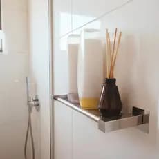 Porta Shampoo Banheiro 30cm Inox 304 Suporte de Shampoo Lavabo Parede Prateleira Linha Leblon