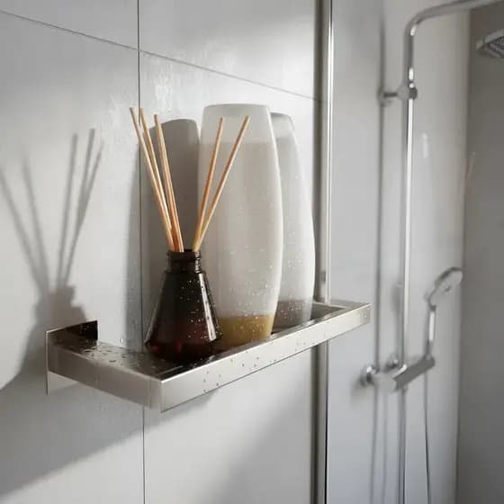 Porta Shampoo Banheiro 30cm Inox 304 Suporte de Shampoo Lavabo Parede Prateleira Linha Ipanema