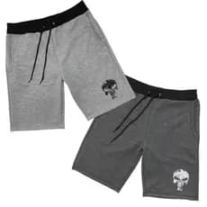 Kit 2 Bermudas Masculina Moletom Moletinho Treino Academia Caveira
