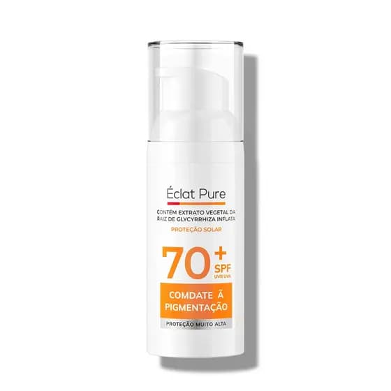 Éclat Pure protetor solar facial pele oleosa FPS70 50ml Toque Seco e Antissinais Hidratante inclui Filtro UV+Niacinamida