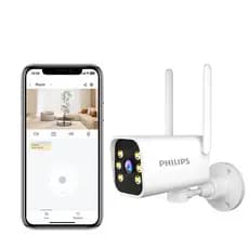 Câmera de Segurança Wifi Full Hd Externa Philips 2mp Sensor Movimento  Visão Noturna Cor Branco