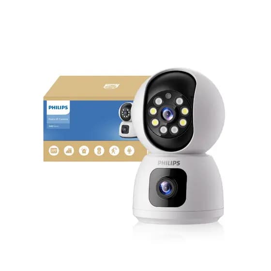 Câmera De Segurança Philips Wifi Dupla Lente Full Hd 2mp Visão Noturna Colorida Infravermelha Câmera Interna Ip