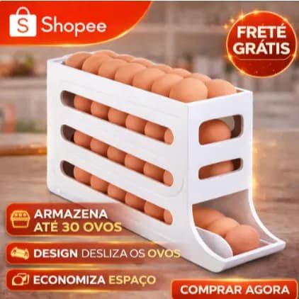 Suporte Porta Ovos Deslizante Dispenser Rolante 4 Andares Branco - Muito Resistente - Envio Imediato