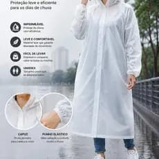 Capa de Chuva Impermeável Unissex Com Capuz e Suporte para Mochila