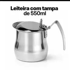 Mini Jarra Leiteira 300ml Aço Inox com Tampa - Para Leite, Chá e Cappuccino