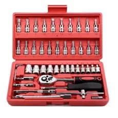 Kit jogo De Chaves Soquetes 46 Pcs Catraca Allen Torx Hexagonal Maleta Ferramentas Reparo Geral