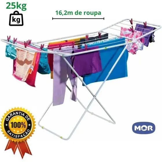 Varal De Chão Maxi Dobrável Com Abas Grandes Aço Super Reforçado 25Kg