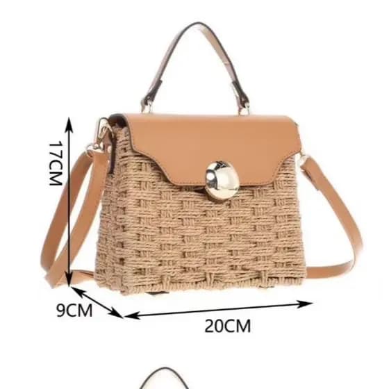 Bolsa de praia feminina bolsa Quadrado palha bolsa transversal Fechos de Botão Grande,bolsa de verão