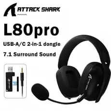 ATTACK SHARK L80PRO Fone De Ouvido Sem Fio Para Jogos Lightseed Tech-Microfone Duplo Integrado E Removível-Leve Com Modo