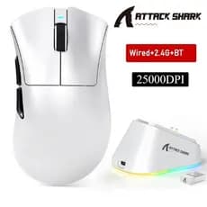 Ataque SHARK V3PRO 62g Superlight Mouse Para Jogos Sem Fio RGB Dock De Carregamento Magnético 25000DPI BK52820 Tri-Mode