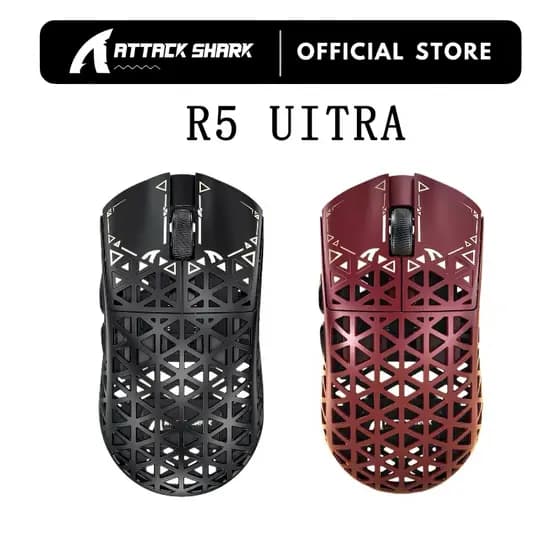 Mouse Para Jogos Sem Fio ATTACK SHARK R5 8K 42K DPI-PAW3950 MAX Sensor-39g Design Oco De Fibra De Carbono Ultraleve