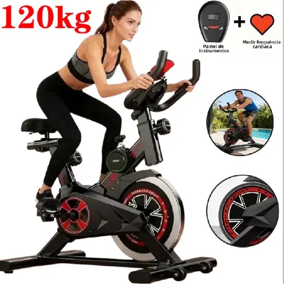 Bicicleta Spinning Ergométrica Para Exercícios Sport Suporta até 120kg Com Monitor Profissional