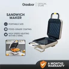 Sanduicheira Elétrica Gaabor 600W · Grill Antiaderente · Grelha Removível · Portátil · Fácil de Limpar  Compacta  Rápida
