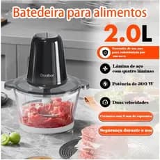 Processador Gaabor 2L 300W-4 Lâminas De Aço Inoxidável , Tigela De Vidro , Ideal Para Vegetais E Carne