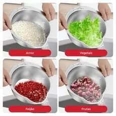 Coador De Cozinha Multiuso De Aço Inoxidável Para Arroz , Macarrão E Vegetais , 27 cm