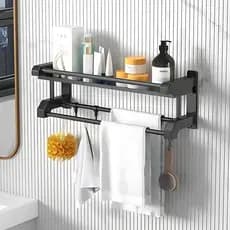 Rack De Armazenamento Multifuncional De Aço Inoxidável Montado Na Parede , Estante De 1 A 3 Camadas , Adequado Para Pend