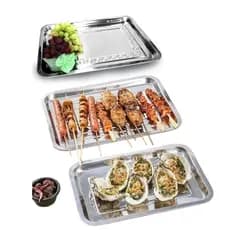 Bandeja Retangular De Aço Inoxidável De 45,35 * 4.8cm , Espessada  Fácil Limpeza , Uso Multiu