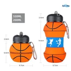 550ml Garrafa De Água Infantil Bola Dobrável Espremer Basquete Alça De Decoração Retrátil Flexível