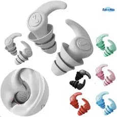 Tampão Ouvido Silicone 3 Camadas Antiruído Par Reutilizável para Dormir Estudar Nadar Trabalho Protetor Auricular