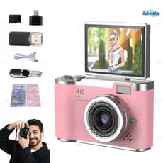 Câmera CCD Profissional 48MP Zoom 8x Gravação 4K Tela Flip para Selfies e Conteúdo Estudantil