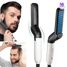 Escova De Alisamento De Pente Elétrico Portátil Para Barba De Cabelo Masculino