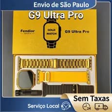G9 Ultra Pro Ouro Smartwatch Relógio Inteligente Sem Fio Bluetooth Chamada Masculino Feminino Esporte Série Livre 3 Puls