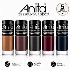 Kit 5 Esmalte Anita Lançamento Coleção de Segunda a Sexta 10ml