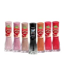 Kit 7 Esmalte Dailus Coleção Morango do Amor Exclusiva Top Glass Brilho Espelhado