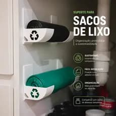 Suporte Organizador Para Sacos De Lixo Com Fita 3M | Sem Furos | Instalação Fácil | Envio Imediato