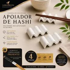Kit com 4 Apoiadores de Hashi Premium Descanso Higiênico para Sushi Sashimi Temaki Mesa Japonesa