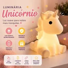 Unicórnio Decorativo LED Infantil Luz Noturna Abajur Quarto Bebê  Infantil Criança