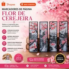 Marcador de Página Flor de Cerejeira Japonês Premium | Bookmark Estético Delicado Para Livros Presentes e Leitura
