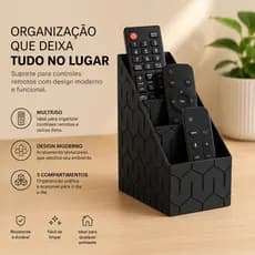 Suporte Organizador Para Controle Remoto 3 Compartimentos Porta Controles Mesa Sala Escritório Decorativo Moderno