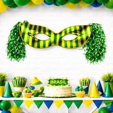 Painel Decorativo Copa do Mundo em PET Máscaras Amarelo E Verde
