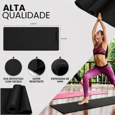 Tapete Yoga Fitness Colchonete EVA 110x50x4mm com Elástico Avaria