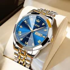 OLEVS Relógio Masculino 9931 Relogio Calendário A Prova D água Quartzo Aço Inoxidável Formal Azul