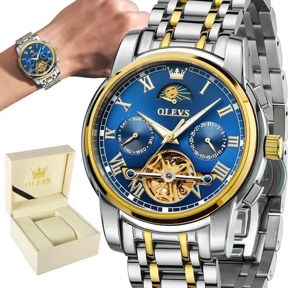 Olevs Relógio Masculino Relogio à Prova D'Água Design Oco Caixa Com Turbilhão OcoAutomatico Original Classico Luxo 6617