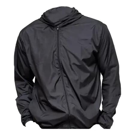 Jaqueta Corta Vento Preto Liso Plus Size Tecido Leve Esportivo Impermeável