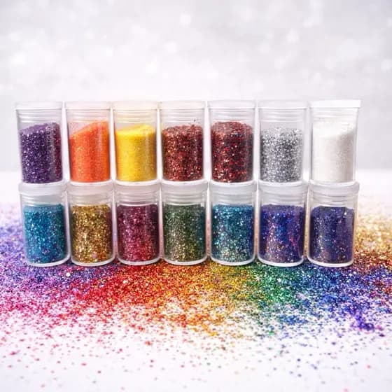 Kit de Potinhos de Glitter Poliéster Glitter Flocado Extra Fino - Cores Holográficas - Carnaval - Nail art - Artesanato