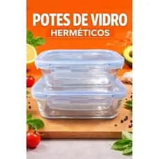 kit 2 Potes de Vidro Hermético com Tampa –370/640ml  Ideal para Armazenar Alimentos