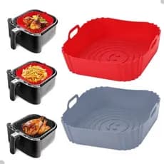 Forma de Silicone Quadrada com Alça para Airfryer 14x14cm– Praticidade, Economia e Zero Sujeira!