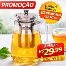 Chaleira de Vidro com Infusor Inox para Chá 900ml | Bule com Filtro Removível | Resistente ao Calor
