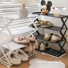 Sapateira Prateleira Sanfonada 4 Andares Organizadora Plástico Multiuso Sapatos Livros Brinquedos