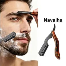 Navalha Navalhete Aço Inox Barbeiro Profissional Iniciante Acabamento Cabelo Barba Lamina