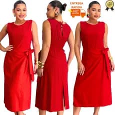 Vestido Midi Feminino com Laço na Cintura | Casual Chic | M ao G1