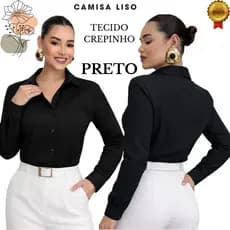 Camisa Feminina Lisa em Crepinho | Tamanhos M G GG G1 – Conforto & Estilo